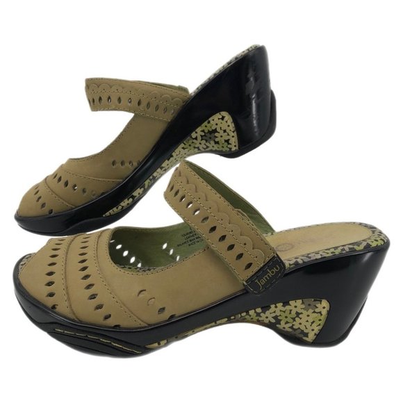 Jambu Shoes - Jambu Green & Black Breathable Comfort Wedges | Leather and Rubber